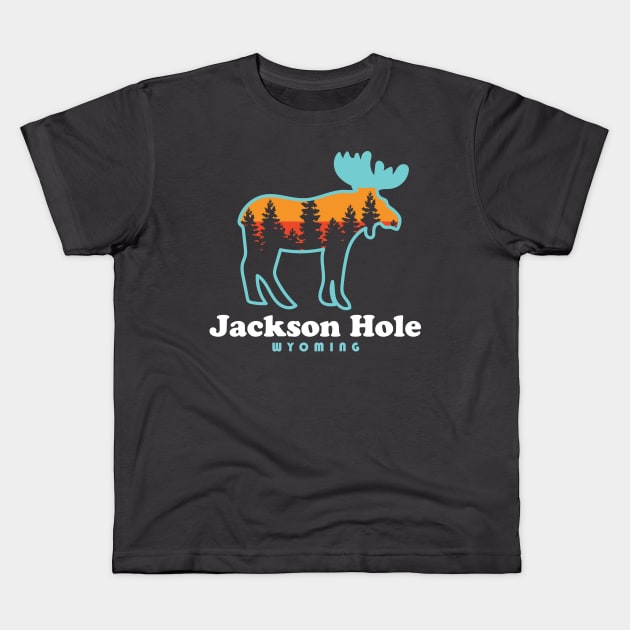 Jackson Hole Wyoming Kids T-Shirt by PodDesignShop